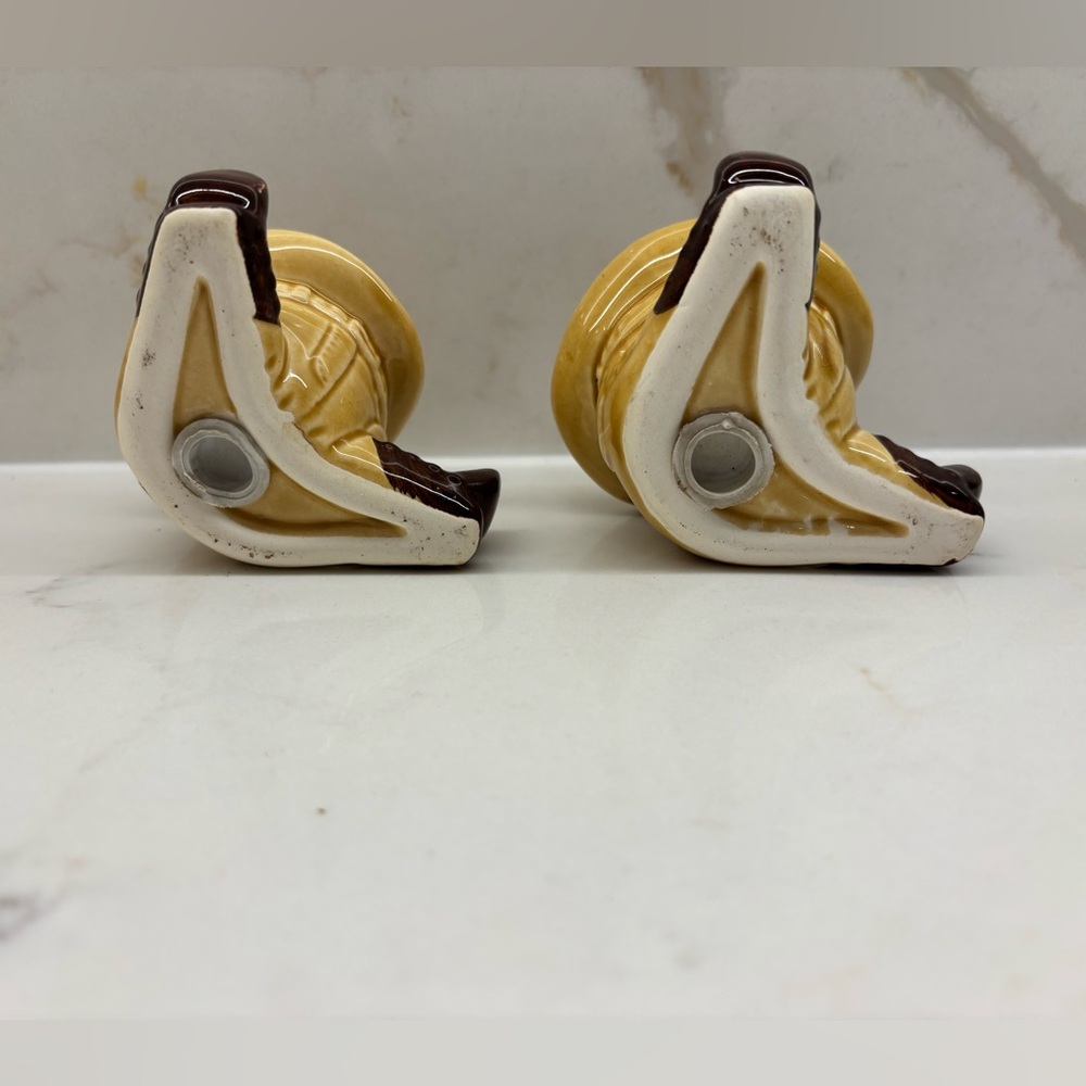 Vintage Grand Ole Opry Ceramic Cowboy Boot & Hat Salt and Pepper Shakers - Picture 7 of 9